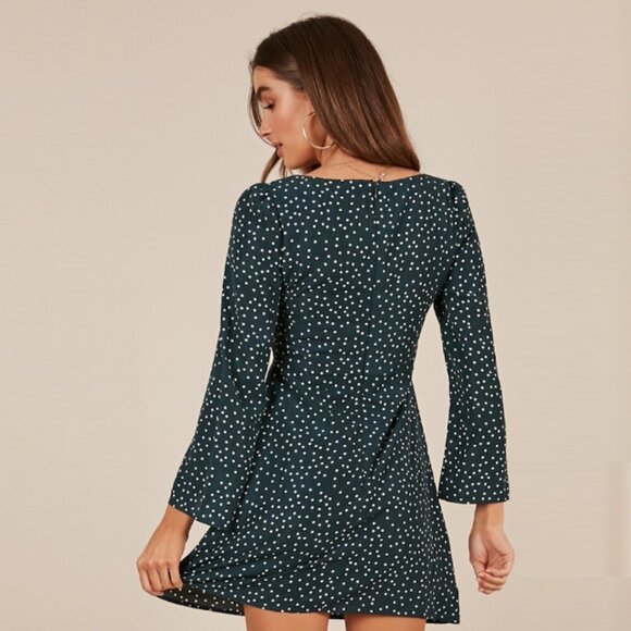 Showpo Green Spot Get the Point Mini A-Line Dress - Picture 3 of 10